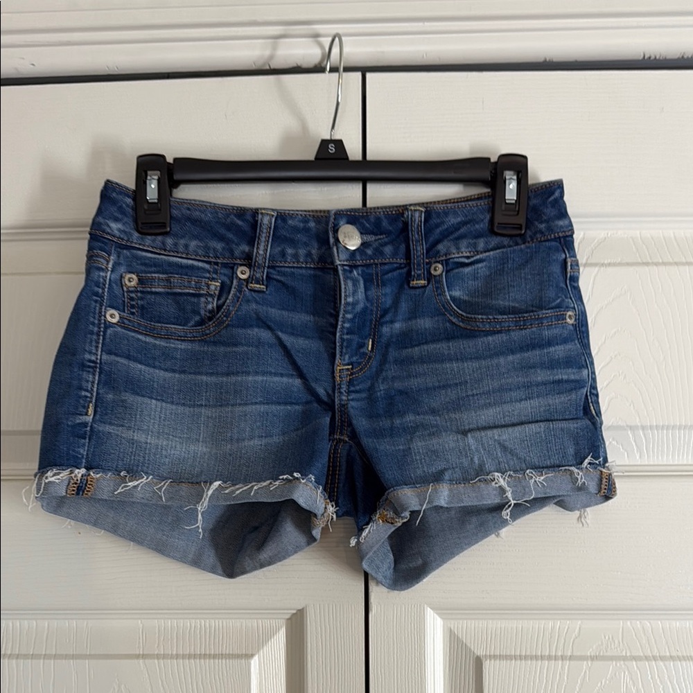American Eagle Denim Frayed Hem Women Shorts